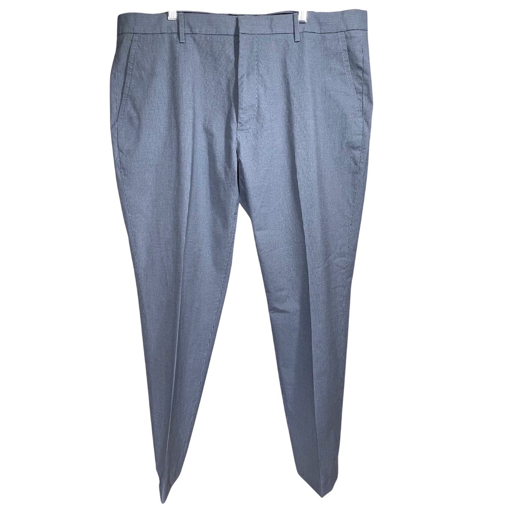 Bonobos Weekday Warrior Blue Micro Check Dress Pants Mens 40x30 Stretch Trousers